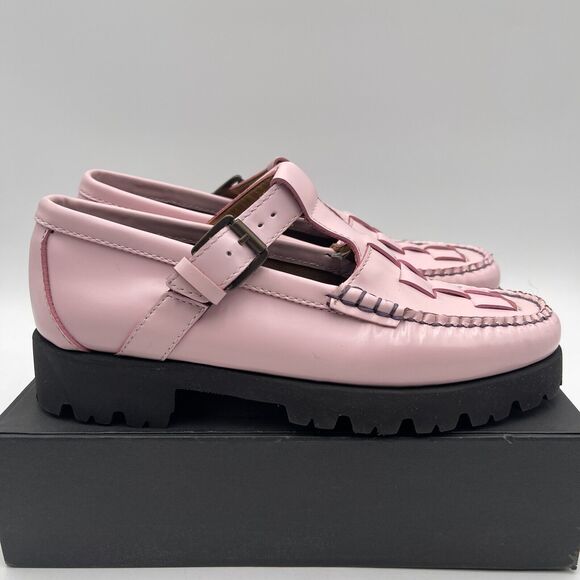 GH Bass Weejuns Fisherman Mary Jane Loafers Women's Size 6 M Pink Leather - Picture 6 of 10